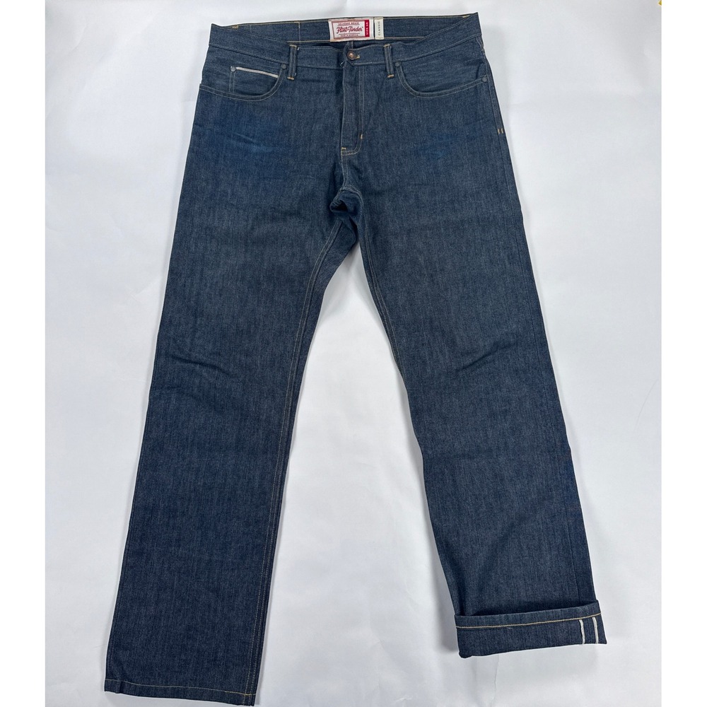 Flint and Tinder Mens Selvedge Jeans 36x32 Blue Classic Denim Straight Leg